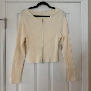 Good American Cream Ribbed Top